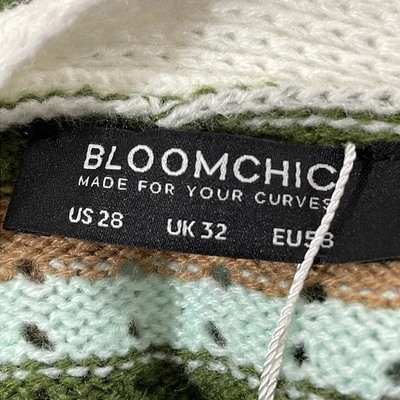 BLOOMCHIC Striped Contrast Button Up Hollow Out Cardigan Size 5X NEW - Picture 10 of 16